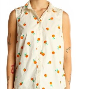 J. Crew White Oranges Top